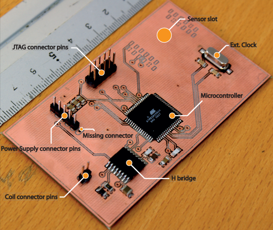 The circuit board from my master's thesis, with microcontroller and connectors